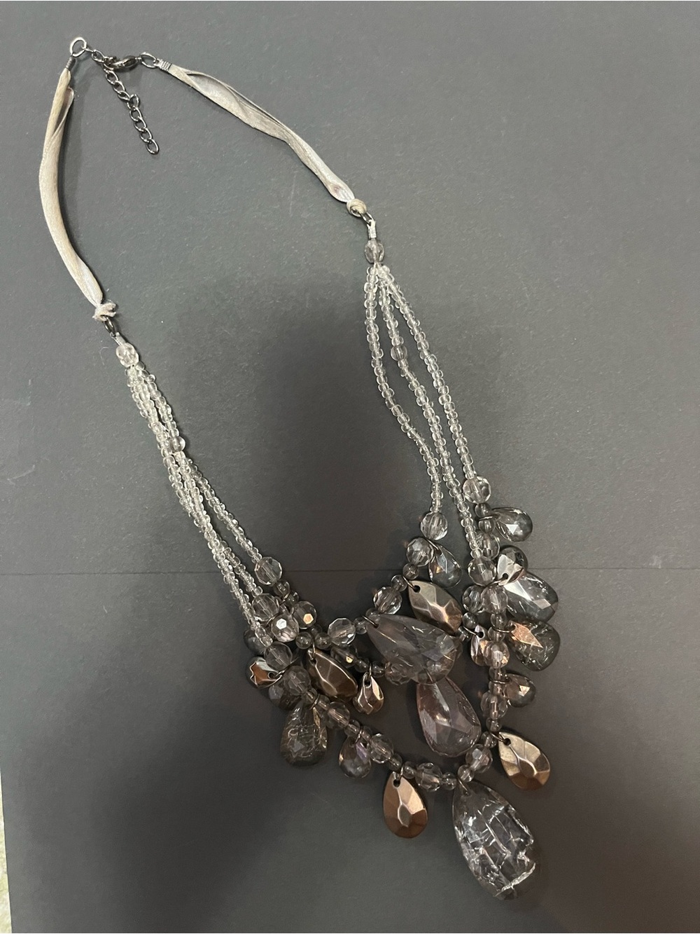Elegant Smoke Crystal Cluster Statement Necklace